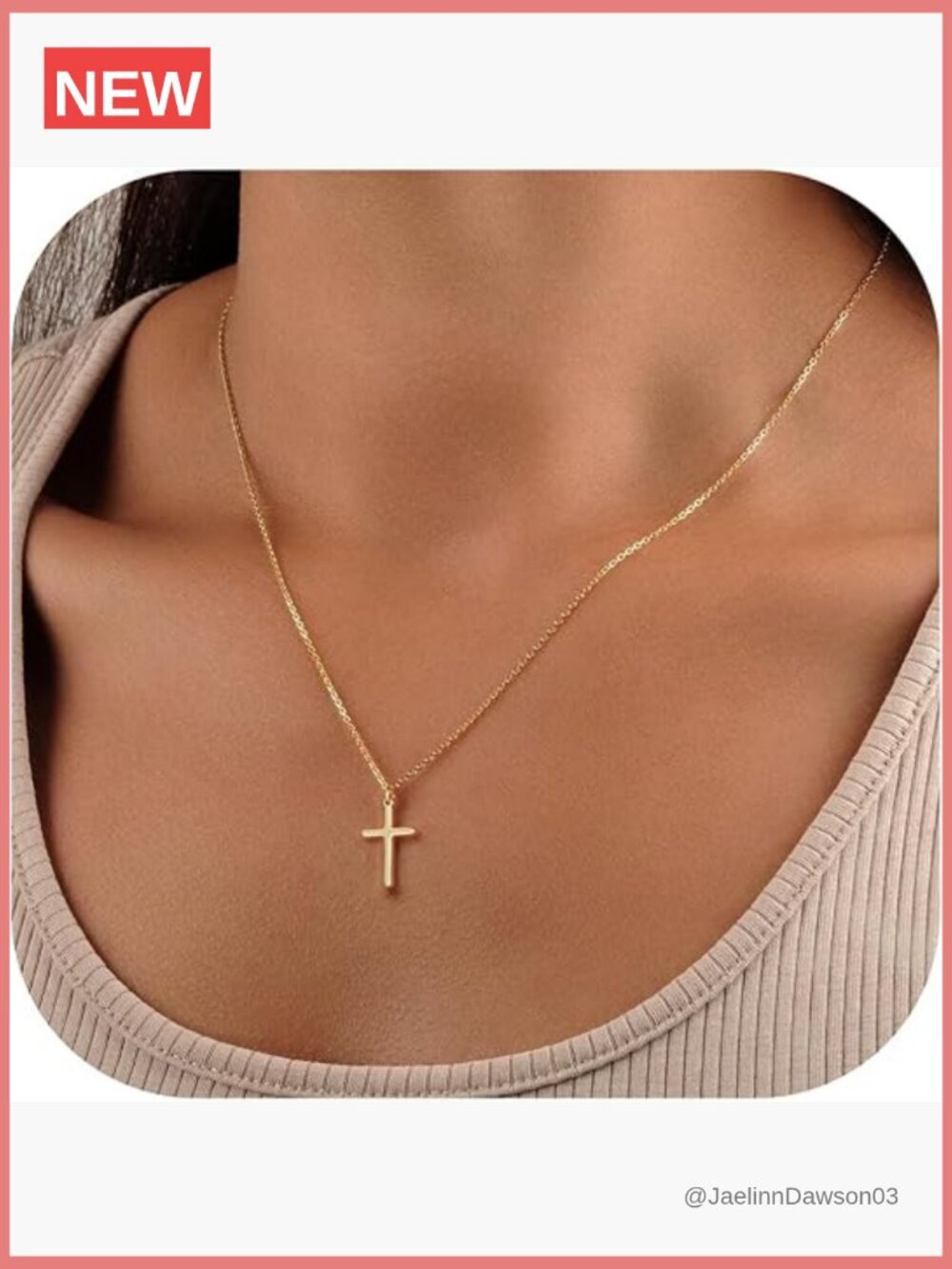 14K Gold Plated Cross Pendant Necklace for Women - Faith Jewelry Gift